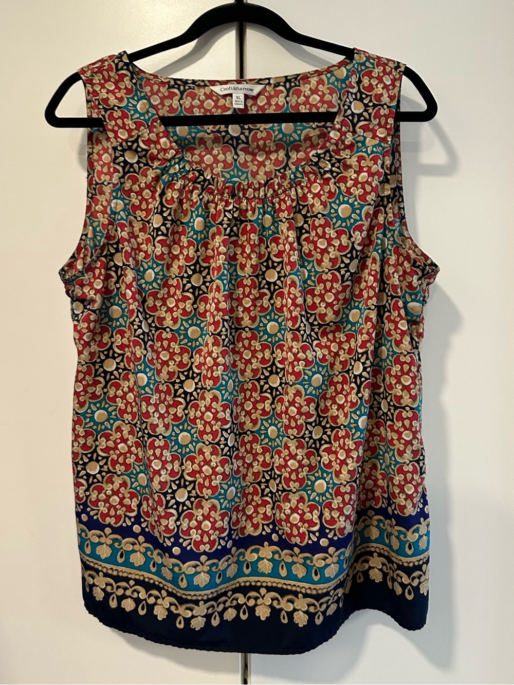 Croft and Barrow XL Red Floral Sleeveless Printed Camisole Tank Blouse